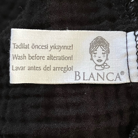 Blanca Black 100% Cotton Gauze Button Up  Swim Cover Up Shirt One Size - Picture 8 of 12